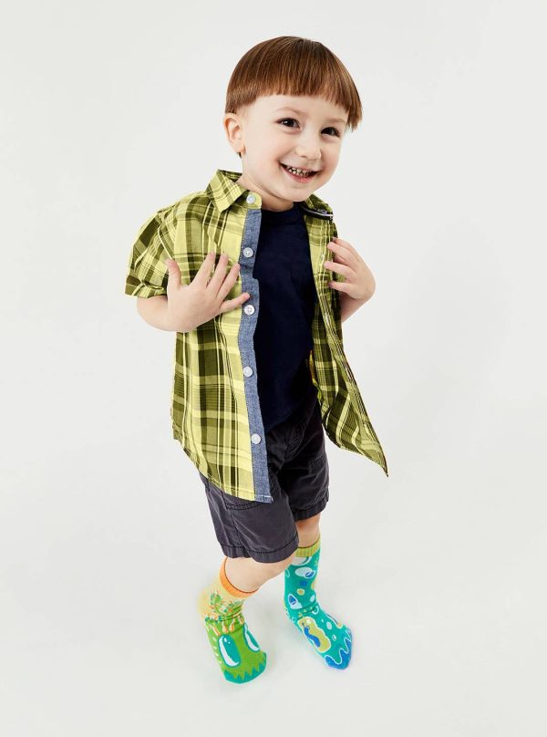 Pokey & Poppy - Mismatched Cactus Bubble Non-Slip Kids Socks: KIDS LARGE on Sale