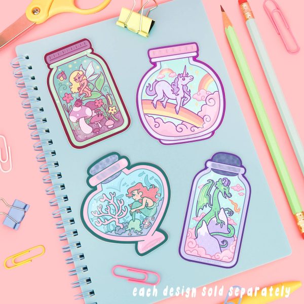 Magical Unicorn Rainbow Jar Cute Art Vinyl Sticker Hot on Sale