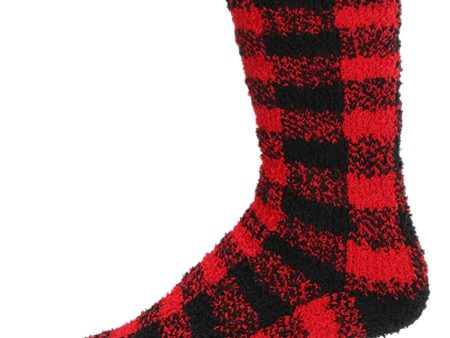 Buffalo Plaid Marshmallow Fuzzy Warm Cozy Men’s Crew on Sale