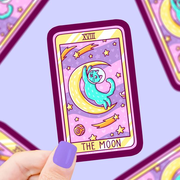 The Moon Cat Major Arcana Tarot Card Vinyl Sticker For Discount