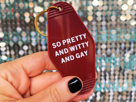 So Pretty and Witty and Gay Motel Style Keychain in Red LGBT Supply