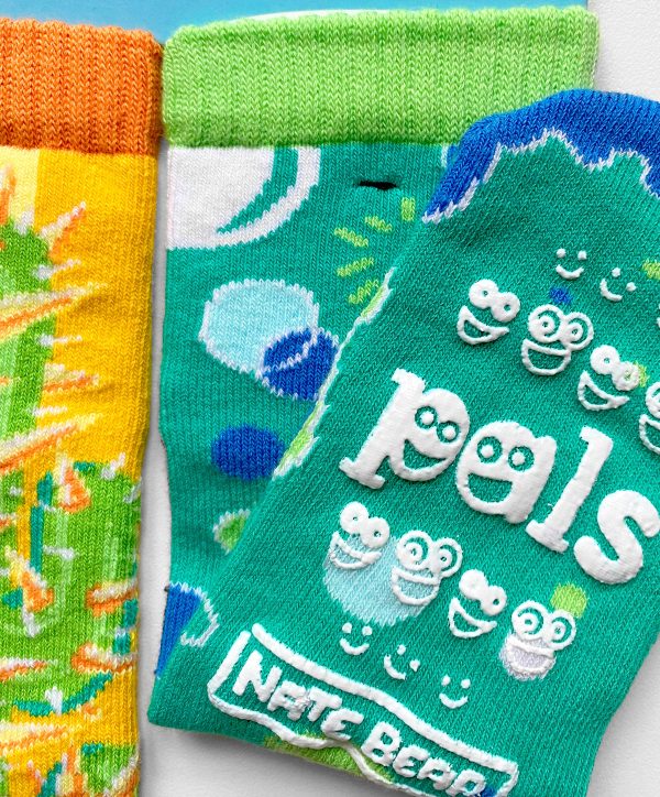 Pokey & Poppy - Mismatched Cactus Bubble Non-Slip Kids Socks: KIDS SMALL Fashion