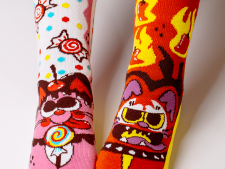 Purrty Sweet & Feline Spicy Fun Non-Slip Grip Socks for Kids Supply