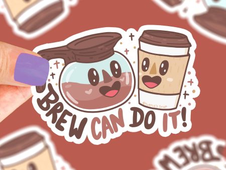 Brew Can Do It Morning Coffee Pun Caffeine Vinyl Sticker Online now