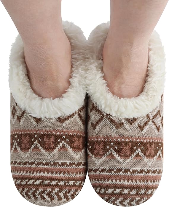 Fairisle Cozy Sherpa Fleece Non Skid Slipper Socks Sale