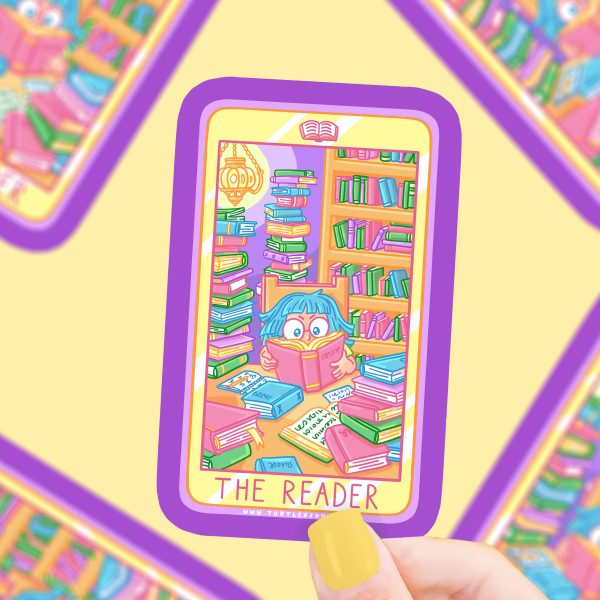 The Library Reader Tarot Card Bookish Library Vinyl Sticker For Cheap