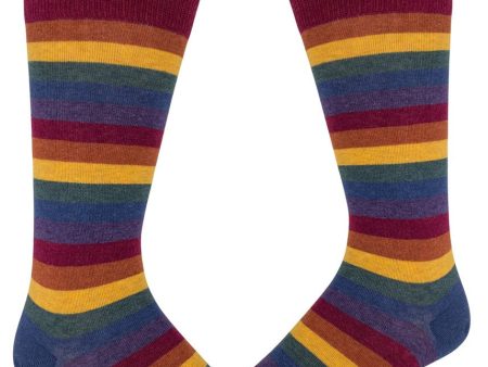 Men s Heather Rainbow Striped Crew on Sale