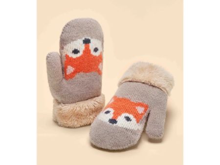 Fox Knitted Kid’s Mittens Hot on Sale