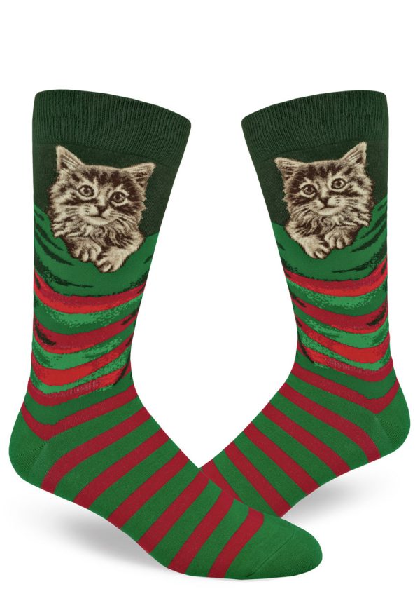 Men s Christmas Kitten Crew Cheap