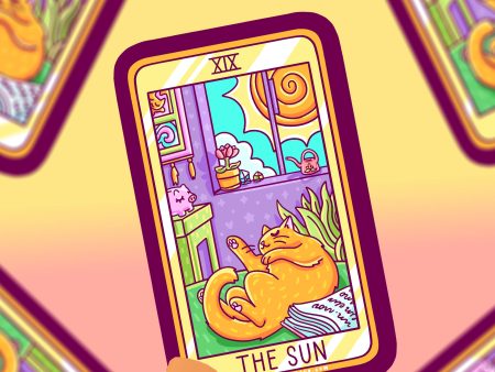 The Sun Cat Major Arcana Tarot Card Vinyl Sticker Cheap