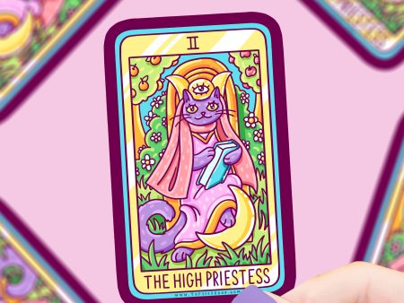 High Priestess Cat Major Arcana Tarot Card Vinyl Sticker Fashion