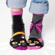 Bat & Black Cat Fun Non-Slip Socks for Kids: KIDS LARGE Hot on Sale