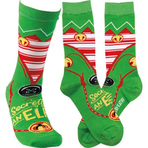 Secretly an Elf Crew Sock Online Hot Sale