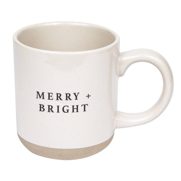 Merry & Bright Stoneware Coffee Mug - Christmas Decor & Gift Online