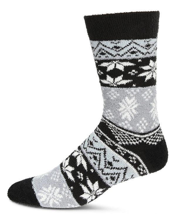 Snowflake Fairisle Marshmallow Super Soft Cozy Men’s Crew Discount