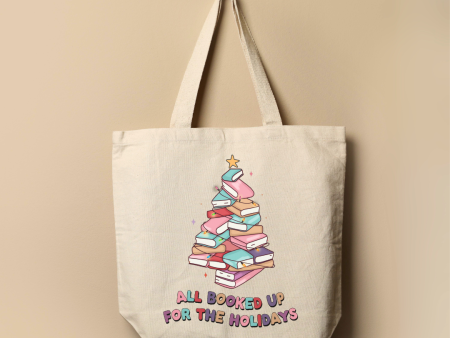 All Booked Up For The Holidays Bookish Tote Bag Online now