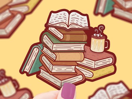 Cozy Book Stack Bookish  Vinyl Sticker Supply