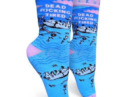 Dead Fucking Tired Women s Crew Socks Hot on Sale