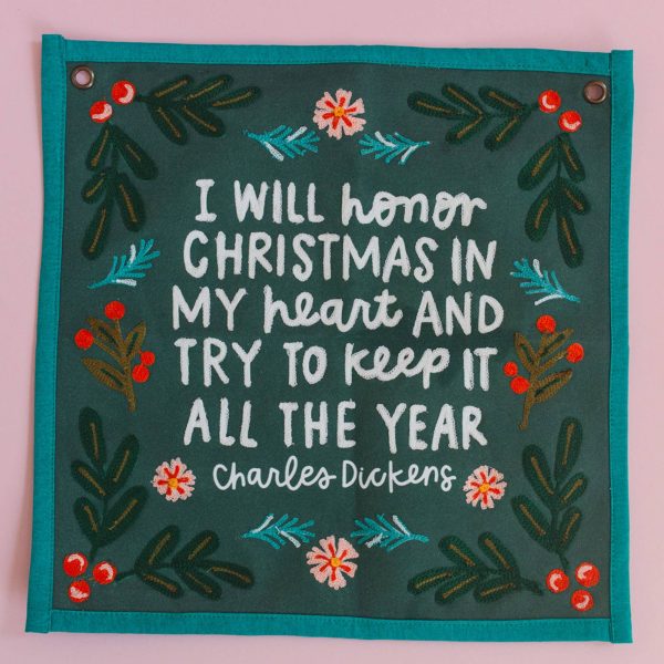 Christmas In My Heart Embroidered Canvas Banner Hot on Sale