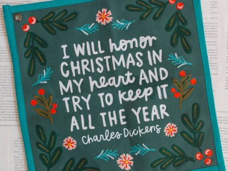 Christmas In My Heart Embroidered Canvas Banner Hot on Sale