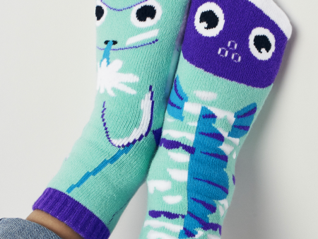 Dolphin & Fish Mismatched Non-Slip Kids Socks: KIDS LARGE Online Sale