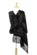 Night of Golden Stars  Handwoven Black Cotton Rebozo Shawl with Golden Accents For Sale