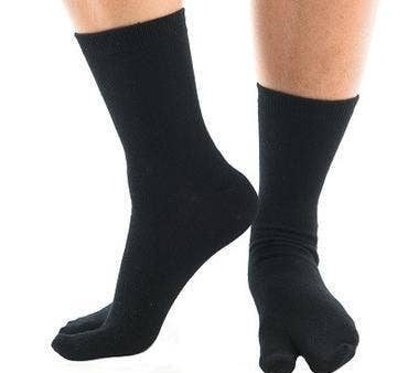 Flip Flop Socks - V-Toe Split Toe Black Crew Cotton Blend Online Hot Sale