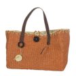 Milagros Chumuyche  Hand Woven Orange Agave Hand Bag with Leather Handles For Sale