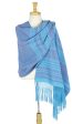 Sky Fiesta  Handwoven Blue Cotton Zapotec Rebozo Shawl with Pink Motifs Supply