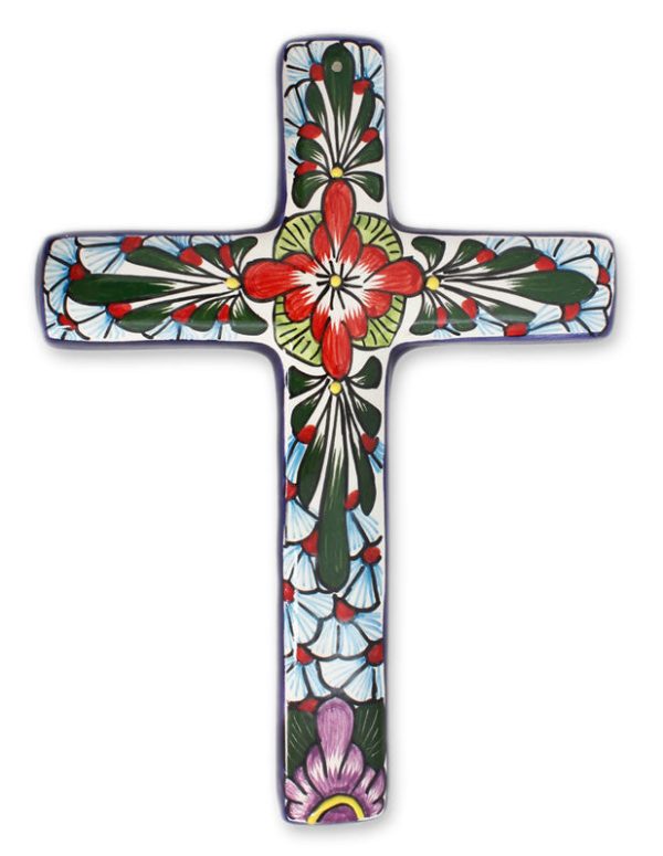 Ceramic cross  Jerusalem Rose  For Sale