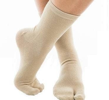 Flip Flop Socks - V-Toe Split Toe Khaki Crew Cotton Blend Supply