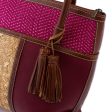 Maroon Intersection  Handcrafted Leather and Palm Shoulder Bag For Discount