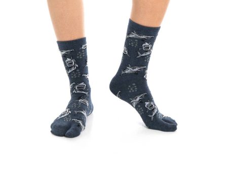 V-Toe Split Toe Novelty Grey Sharks Big Toe Tabi Socks Online Sale