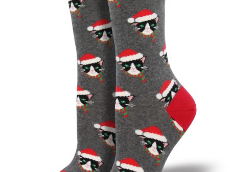 Women s  Santa Cats  Socks Online Sale