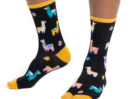 V-Toe Split Toe Novelty Socks Llama Black Big Toe Tabi Online Sale