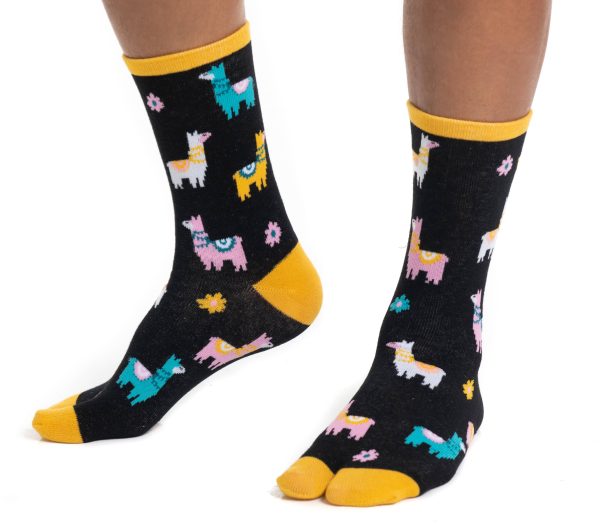 V-Toe Split Toe Novelty Socks Llama Black Big Toe Tabi Online Sale