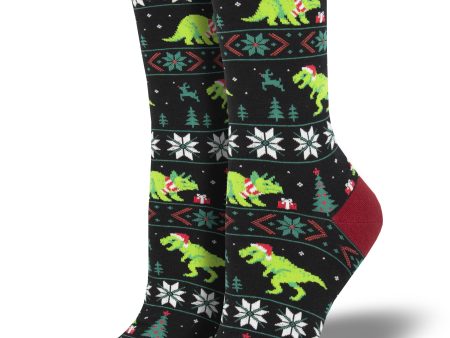 Women s  Santasaurus Rex  Socks For Sale