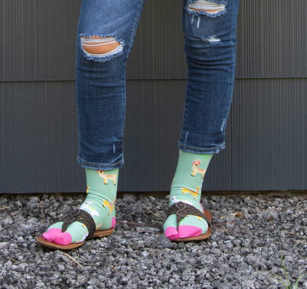 V-Toe Split Toe Novelty Socks Llama Green Big Toe Tabi Discount