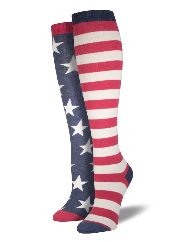 Women s American Flag Knee-High Socks Discount