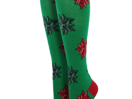 Women s  Christmas Bows  Knee-High Socks Online