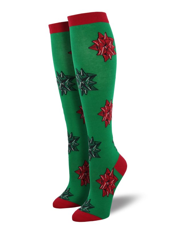 Women s  Christmas Bows  Knee-High Socks Online