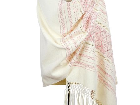 Pink Stars of Teotitlan  Cotton Handwoven Zapotec Rebozo Shawl For Sale