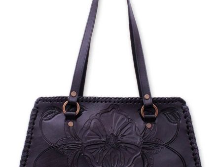 Midnight Rose  Handcrafted Floral Leather Shoulder Bag Online