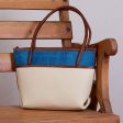 Pale Beige Intersection  Handcrafted Leather and Palm Shoulder Bag Fashion