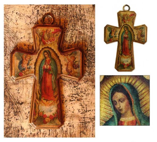 Guadalupe Queen of Heaven  Crafted Wood Cross Fashion