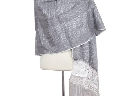 Myth of Starlight  Hand Woven White-Grey Mexican Rebozo Shawl Cheap