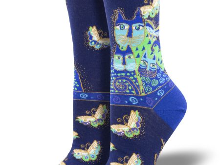 Women s Laurel Burch  Indigo Cats  Socks Discount