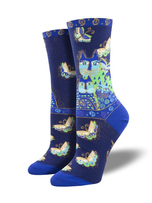 Women s Laurel Burch  Indigo Cats  Socks Discount