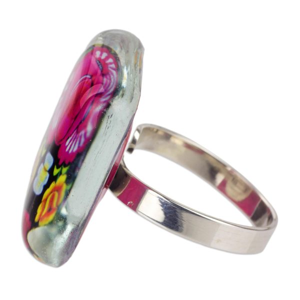 Oaxaca Bouquet  Art Glass Artisan Crafted Cocktail Ring Fashion