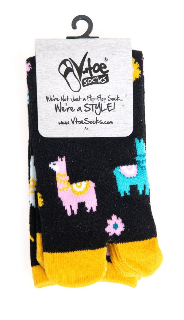 V-Toe Split Toe Novelty Socks Llama Black Big Toe Tabi Online Sale